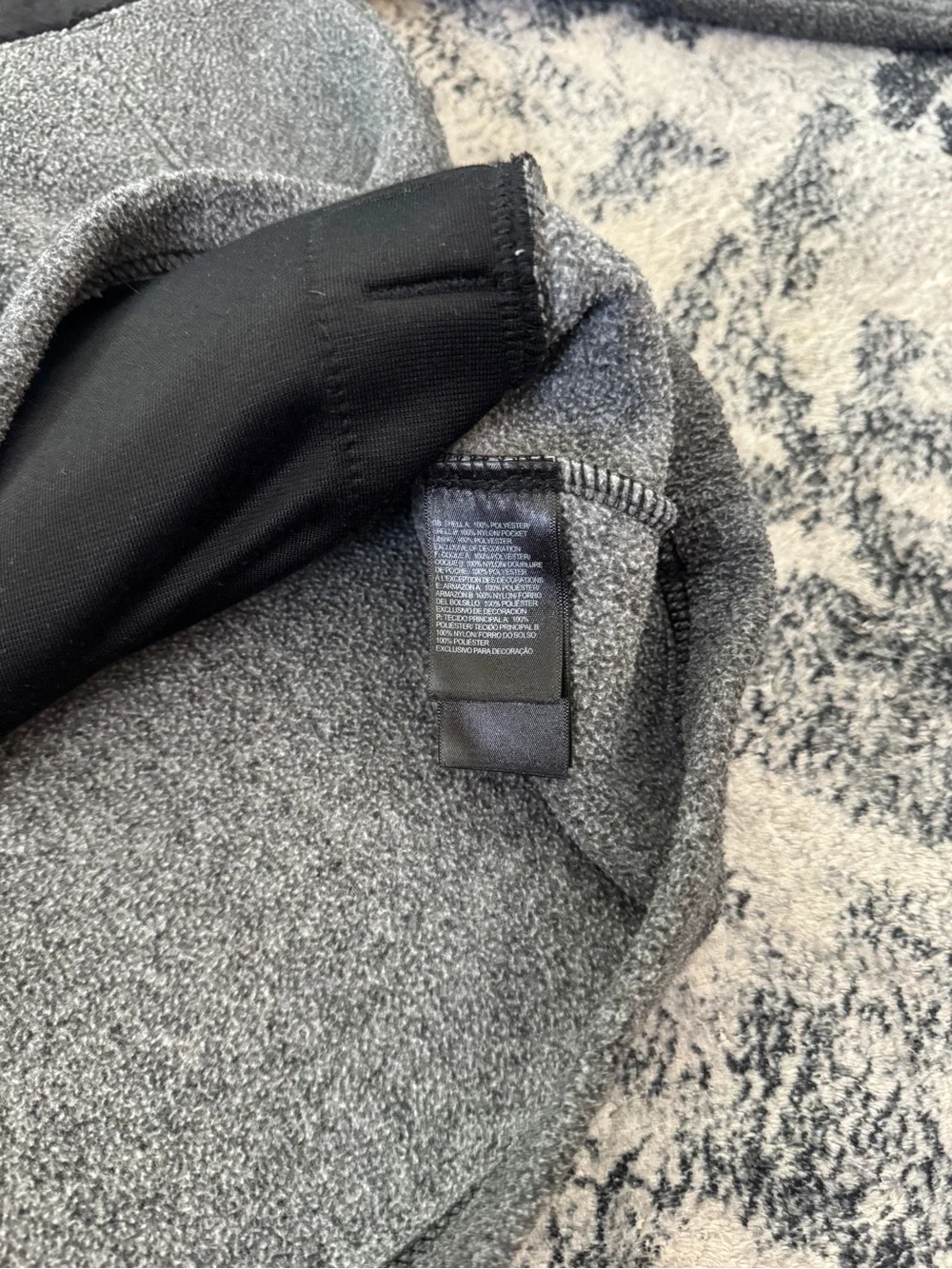 The North Face Black Grey Fleece Logo Quarter Zip Pull Over Jacket